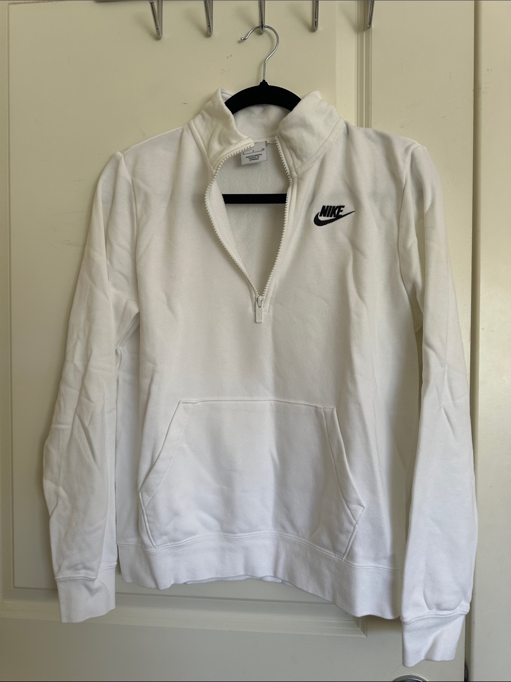 Nike White Half-Zip Pullover with Black Swoosh